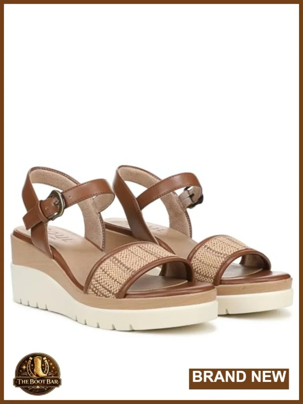 Faux Raffia Wedge Sandals with Adjustable Ankle Strap